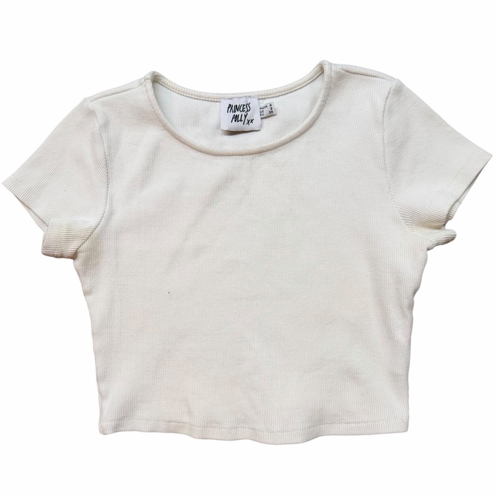 Princess Polly White Ribbed‎ Top size US 2
